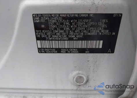 2014 Toyota Rav4 Xle from USA, damaged, VIN 2T3WFREV6EW120860